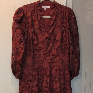 Chico's Long Sleeve Lace Dress - Rich Rust